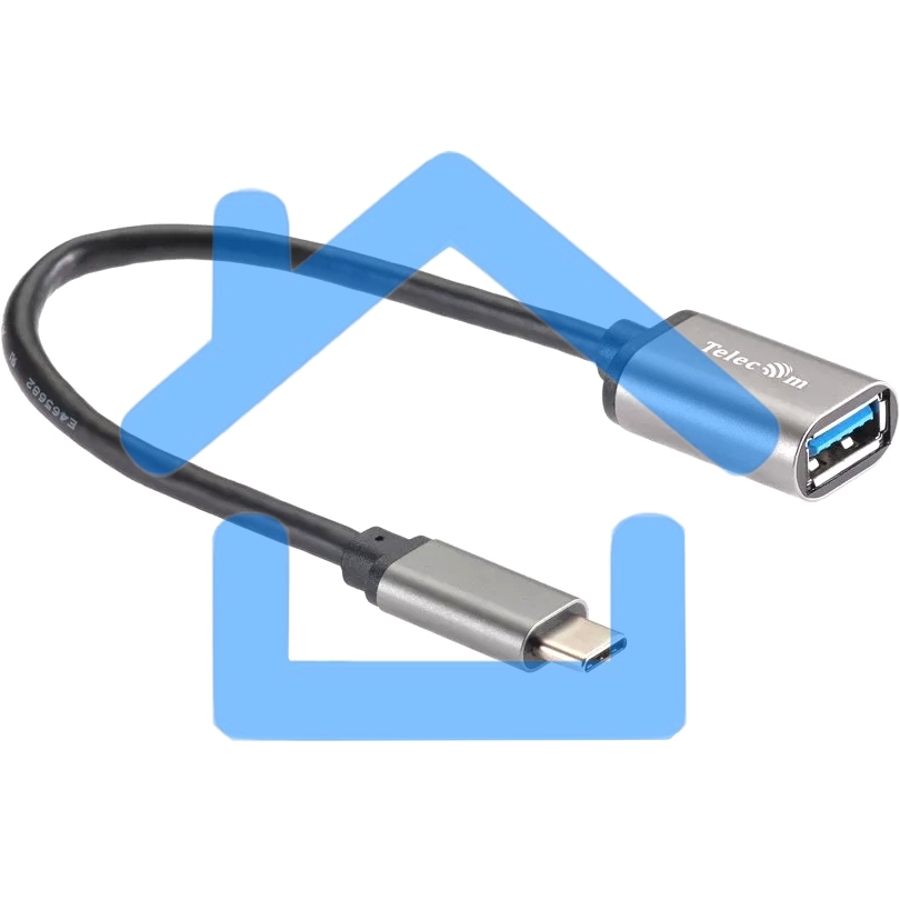 Кабель-адаптер Type-Cm --> USB 3.0 Af, OTG, 1,5A, 5,0Gbps, Alum grey 0,2m Telecom (TC409M)