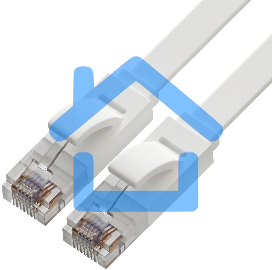 Патч-корд Greenconnect PROF плоский прямой 10.0m, UTP медь кат.6, белый, 30 AWG, ethernet high speed 10 Гбит/с, RJ45, T568B, GCR-51789