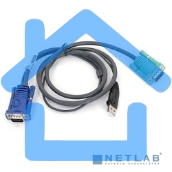 Шнур, мон+клав+мышь USB ATEN, SPHD15=>HD DB15+USB A-Тип, Male-2xMale, 8+4 проводов, опрессованный, 3 метр., черный, (2L-5203U)