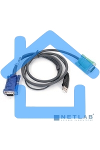 Шнур, мон+клав+мышь USB ATEN, SPHD15=>HD DB15+USB A-Тип, Male-2xMale, 8+4 проводов, опрессованный, 3 метр., черный, (2L-5203U)