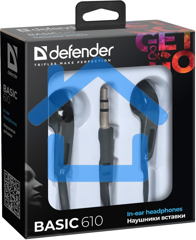 Наушники Defender Basic-610 кабель 1,1 м черный