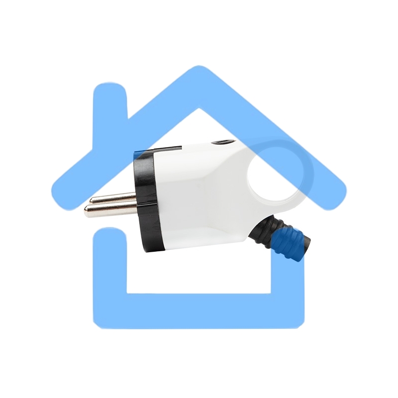 Вилка Евро угловая с з/к 16А с ушком (кольцом) бело-черная Rexant