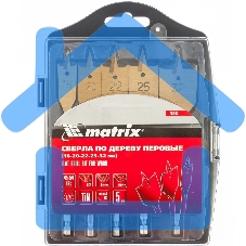 Набор сверл Matrix перовых по дереву, 16-20-22-25-32 мм 5 шт пластик