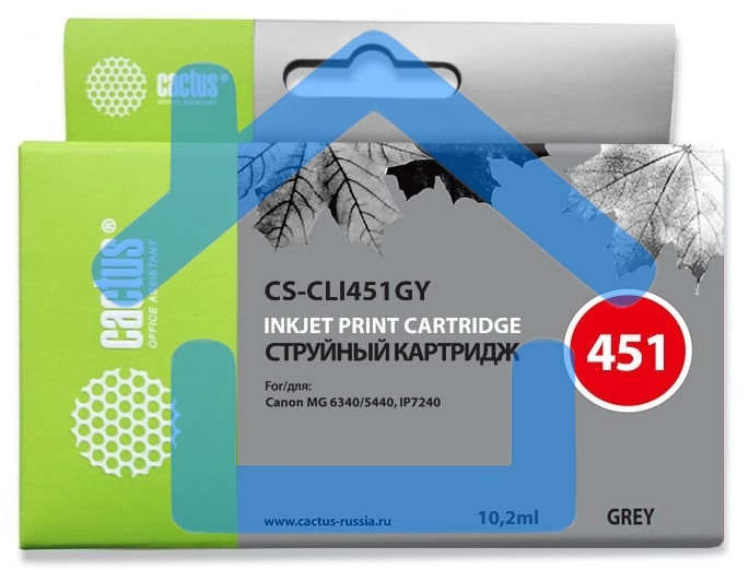 Картридж струйный Cactus CS-CLI451GY серый (10.2 мл) для Canon MG 6340/5440/IP7240