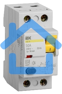 Выключатель дифференциального тока (УЗО) Iek MDV10-2-050-030 ВД1-63 2Р 50А 30мА ИЭК