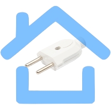 Вилка прямая без з/к 6А плоская белая Rexant