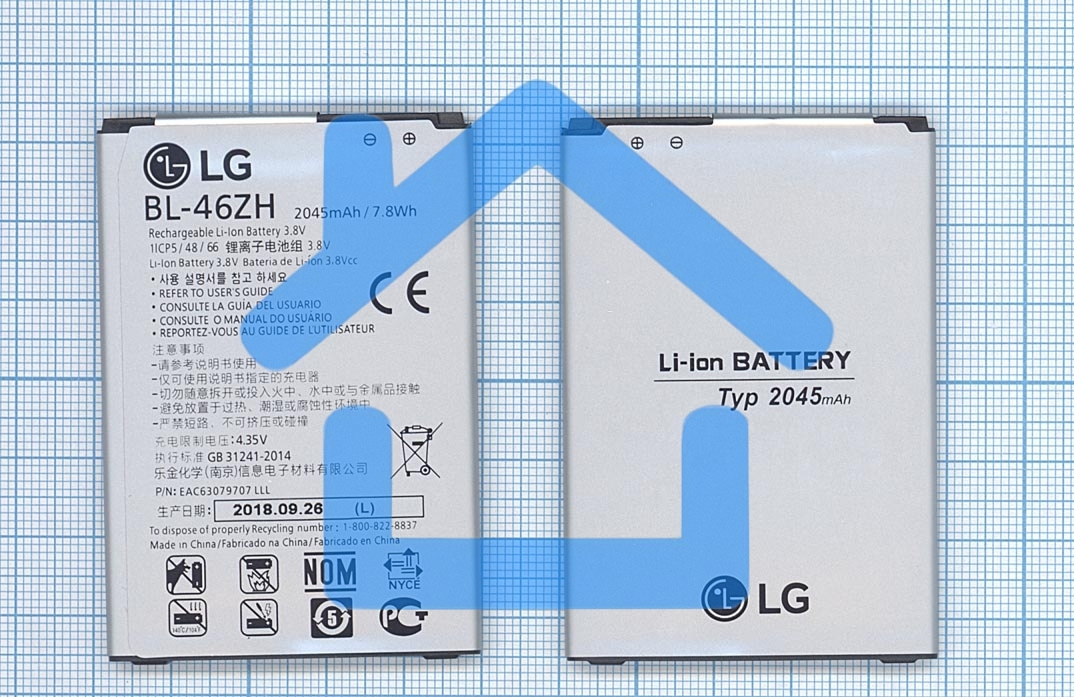 Аккумуляторная батарея BL-46ZH для LG AS330, AS375 2045mAh 3,8V