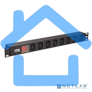 Блок розеток 8 мест PDU 19дюймов IEC320 C13 PH12-8C133 с LED выкл. алюм. профиль1U вход C14 без шнура ITK PH12-8C133