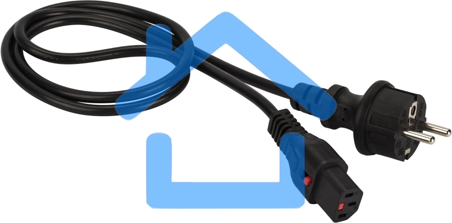 Шнур питания Lanmaster с блокировкой C13-Schuko прямая, 3х0.75, 220В, 10А, черный, 1 метр