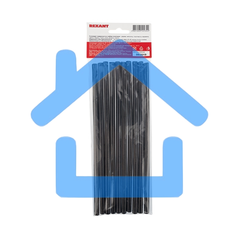 Клеевые стержни Rexant, Ø7 мм, 200 мм, черные, 10 шт., хедер