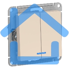 Механизм выключателя 2-кл. СП AtlasDesign 10А IP20 (сх. 5а) 10AX с подсветкой беж.