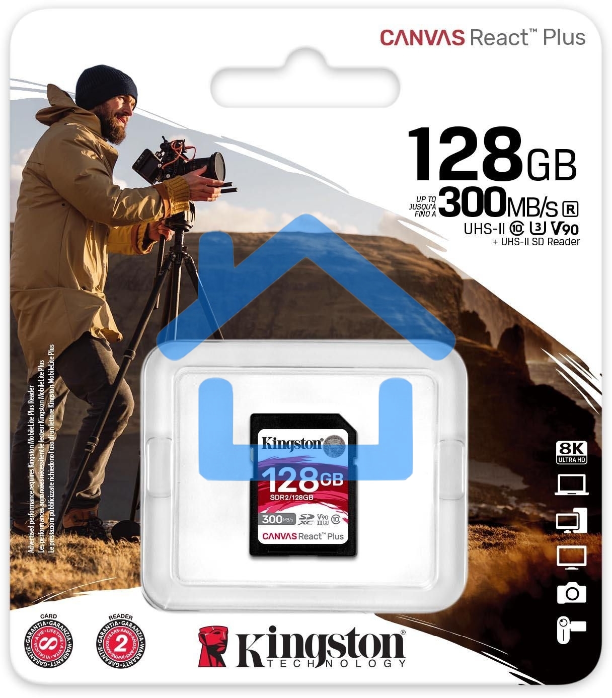 Флеш карта Kingston 128Gb Canvas React Plus SDXC UHS-II 300R/260W U3 V90