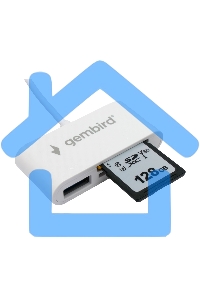 Картридер Type-C (2.0) Gembird FD2-MSD-2, 3в1: SD, TF (MicroSD), USB 2.0, кабель 10см, белый
