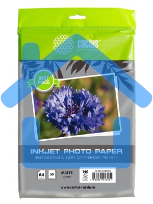 Фотобумага Cactus CS-MA414050ED A4/140г/м2/50л./белый матовое для струйной печати