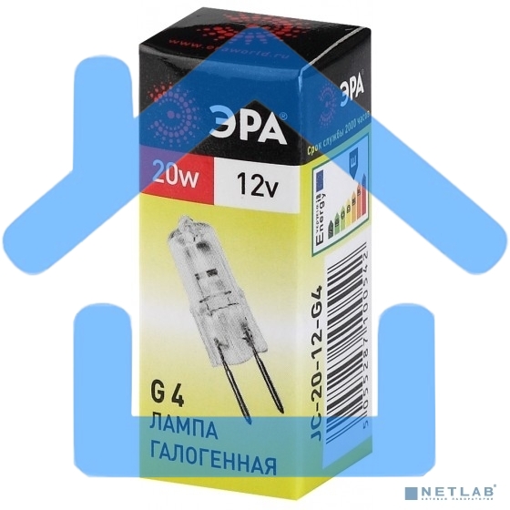 Лампа галогенная ЭРА G4-JC-20W-12V(100/1000/20000)