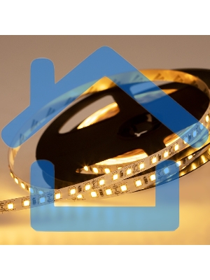 Лента светодиодная 12 В, 8 мм, IP23, SMD 2835, 120 LED/m, 12 V, цвет свечения теплый белый (3000 K)