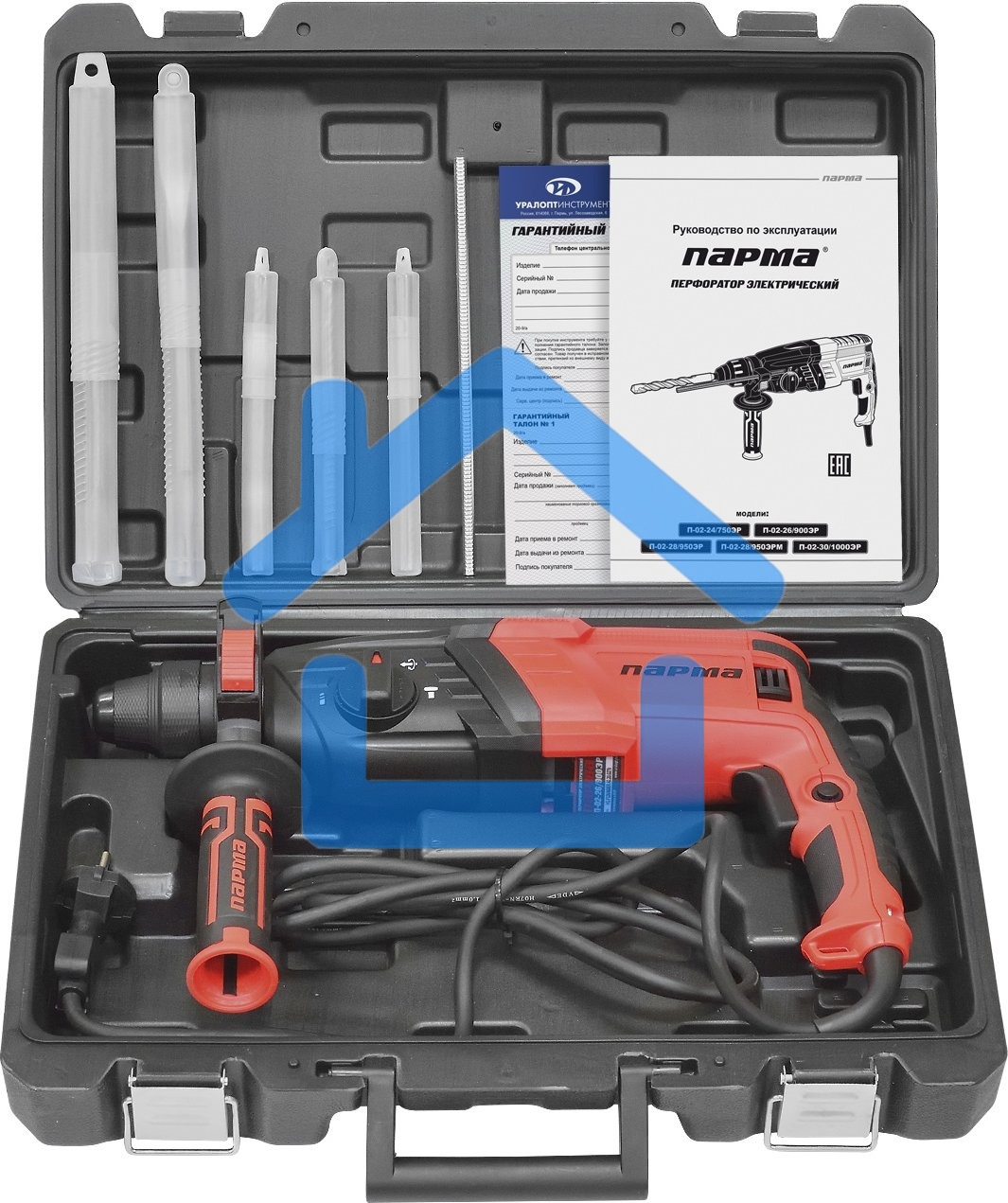 Перфоратор ПАРМА П-01-26/900ЭР 02.027.00004 900Вт,3-х реж,3,0Дж, SDS-plus,рег.об.,рев, пл.пуск,рук.Эрго+)(5ш/к)