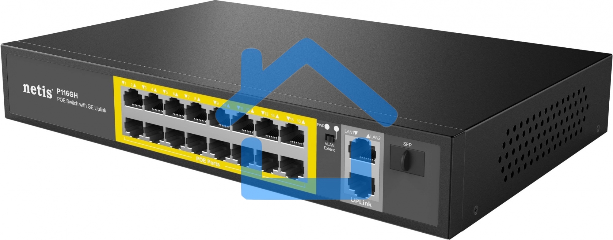 Коммутатор NETIS 16PORT 10/100M 16POE+2XGE+SFP P116GH