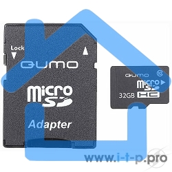Флэш карта QUMO QM32GMICSDHC10U1 32Gb MicroSDHC Class 10 UHS-I, SD adapter