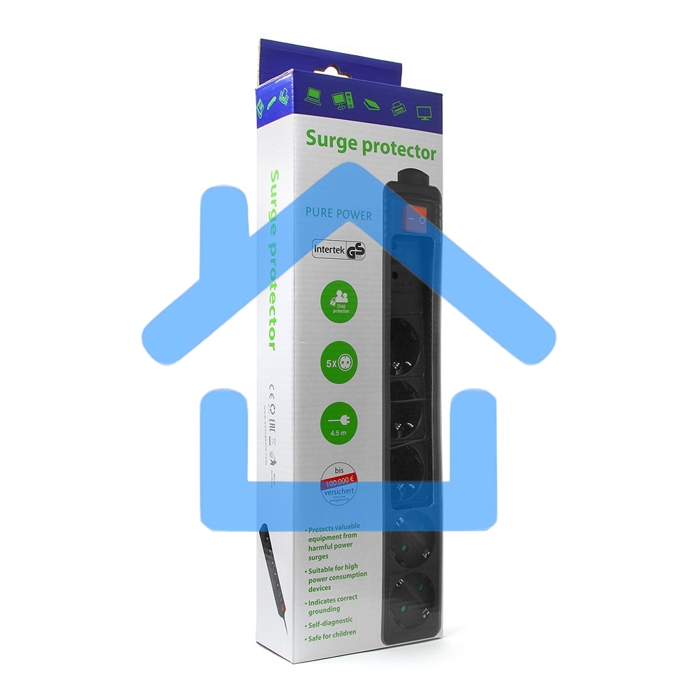 Сетевой фильтр Energenie Сетевой фильтр SPG5-C-15 4.5m 16А. черный. 