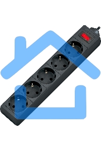 Сетевой фильтр Defender ES, 5.0м, 5 розеток, черный