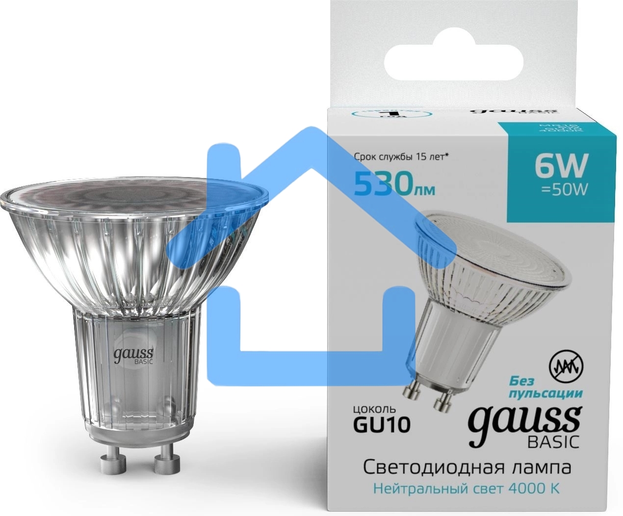 Лампа светодиодная Gauss Basic 10106262 6 Вт GU10 софит нейтральный свет
