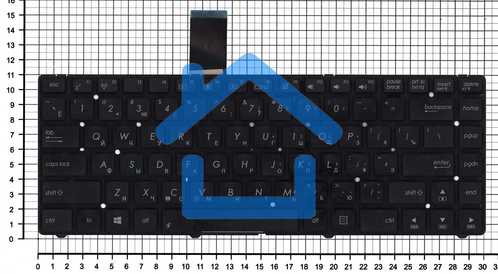 Клавиатура для ноутбука Asus K45A K45DE K45V K45V черная без рамки
