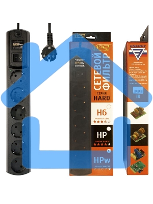 Сетевой фильтр Most HPw 2м (6 розеток) черный (коробка)