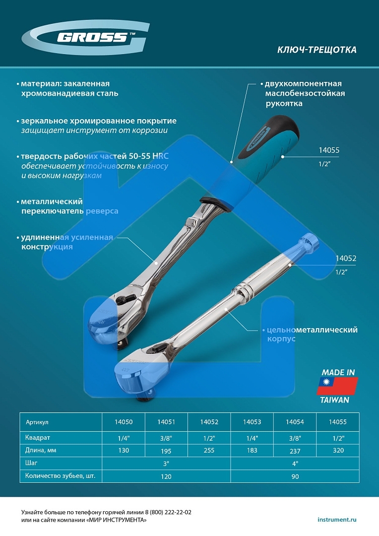 Ключ-трещотка Gross 1/4