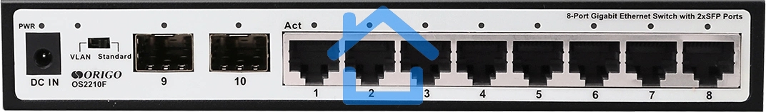Неуправляемый коммутатор ORIGO Unmanaged Switch 8x1000Base-T, 2x1000Base-X SFP, metal case