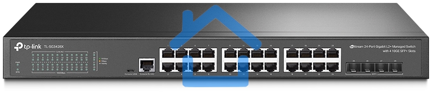 Коммутатор TP-Link JetStream™ 24-port Pure-Gigabit L2+ Managed Switch, 24 10/100/1000Mbps RJ45, 4*10G SFP+ Slots