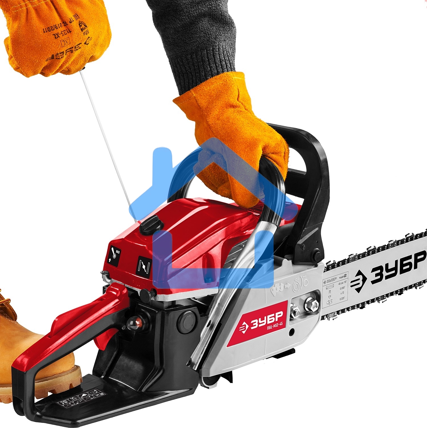 Бензопила Зубр ПБЦ-М52-45, 52 см3, шина 45 см