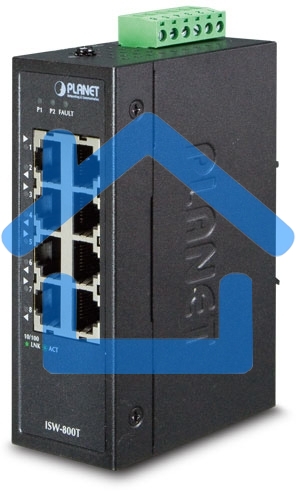 Коммутатор для монтажа в DIN рейку PLANET Technology ISW-800T IP30 Compact size 8-Port 10/100TX Fast Ethernet Switch (-40~75 degrees C)