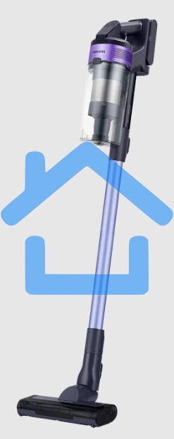 Пылесос вертикальный Samsung VS15A6031R4/EV фиолетовый/черный, питание от аккумулятора, 150 Вт, уборка сухая, пылесборник 0.8 л, работа от АКБ max 40 мин.