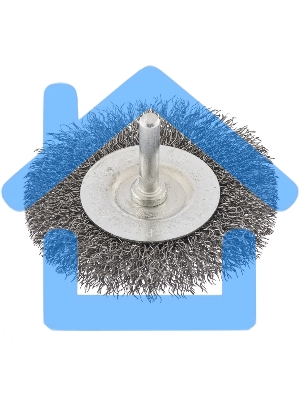 Щетка для дрели Сибртех 75 мм, плоская со шпилькой, витая проволока 0,3 мм 744487