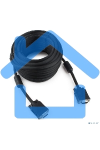 Кабель VGA Premium Cablexpert CC-PPVGA-15M-B, 15M/15M, 15м, черный, тройной экран, феррит.кольца, пакет