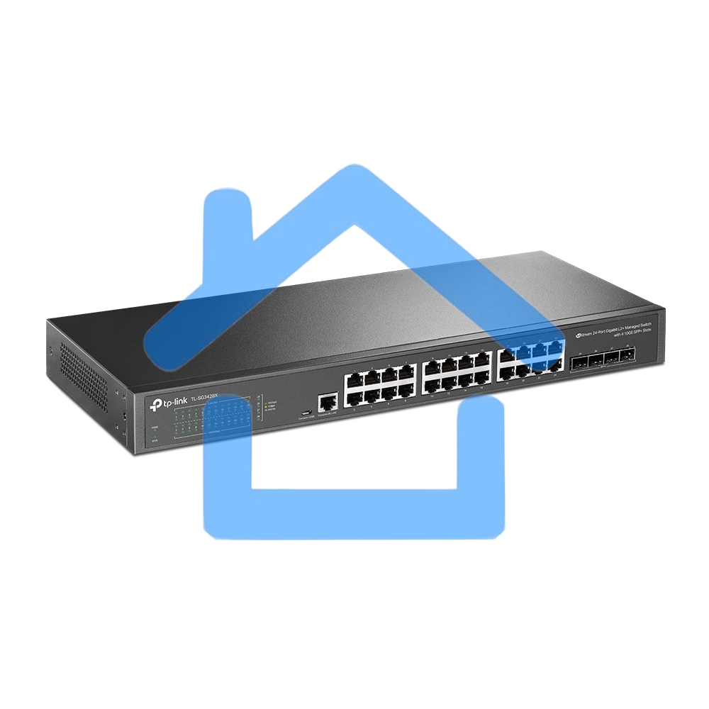 Коммутатор TP-Link JetStream™ 24-port Pure-Gigabit L2+ Managed Switch, 24 10/100/1000Mbps RJ45, 4*10G SFP+ Slots