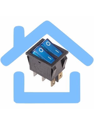 Выключатель клавишный Rexant 250V 15А (6с) ON-OFF синий с подсветкой ДВОЙНОЙ