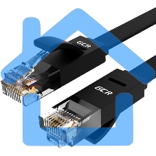 Патч-корд Greenconnect PROF плоский прямой 10.0m, UTP медь кат.6, черный, позолоченные контакты, 30 AWG, GCR-LNC616-10.0m, ethernet high speed 10 Gbит/с, RJ45, T568B