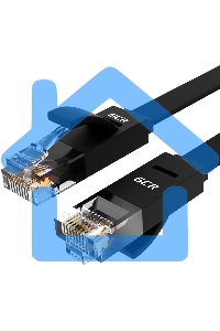 Патч-корд Greenconnect PROF плоский прямой 10.0m, UTP медь кат.6, черный, позолоченные контакты, 30 AWG, GCR-LNC616-10.0m, ethernet high speed 10 Gbит/с, RJ45, T568B