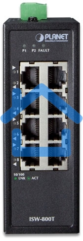 Коммутатор для монтажа в DIN рейку PLANET Technology ISW-800T IP30 Compact size 8-Port 10/100TX Fast Ethernet Switch (-40~75 degrees C)