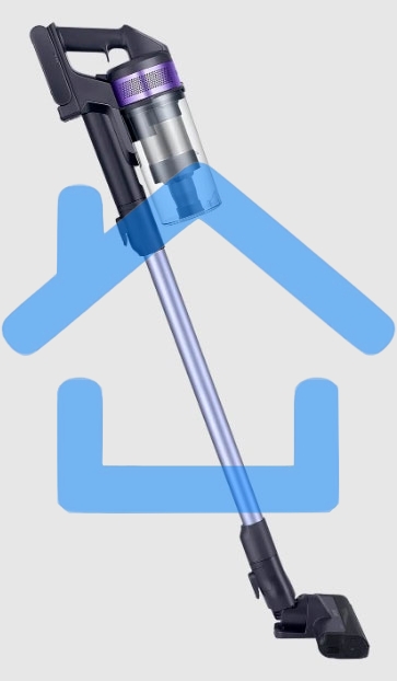 Пылесос вертикальный Samsung VS15A6031R4/EV фиолетовый/черный, питание от аккумулятора, 150 Вт, уборка сухая, пылесборник 0.8 л, работа от АКБ max 40 мин.