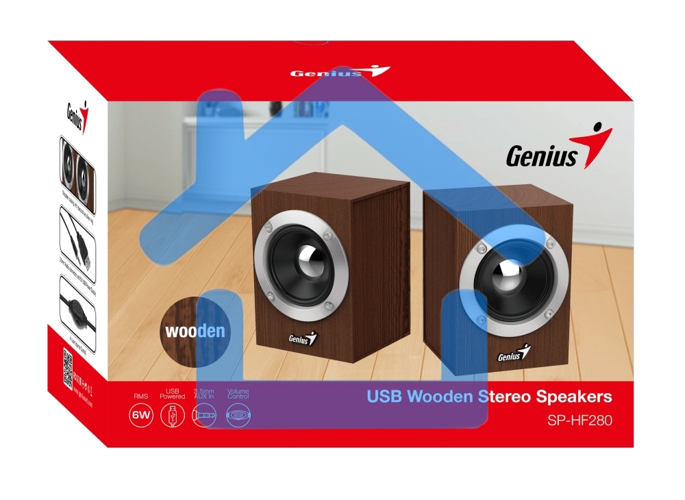 Акустическая система GENIUS SP-HF280 wooden USB Проводной пульт регулировки громкости для легкого управления