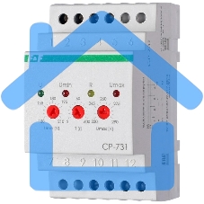 Реле напряжения CP-731 (трехфазный; микропроцессорный; контроль верхнего и нижнего значений напряжения; контроль ассиметрии; чередования фаз; монтаж на DIN-рейке 35мм 3х400/230+N 2х8А 1Z 1R IP20) F&F EA04.009.005