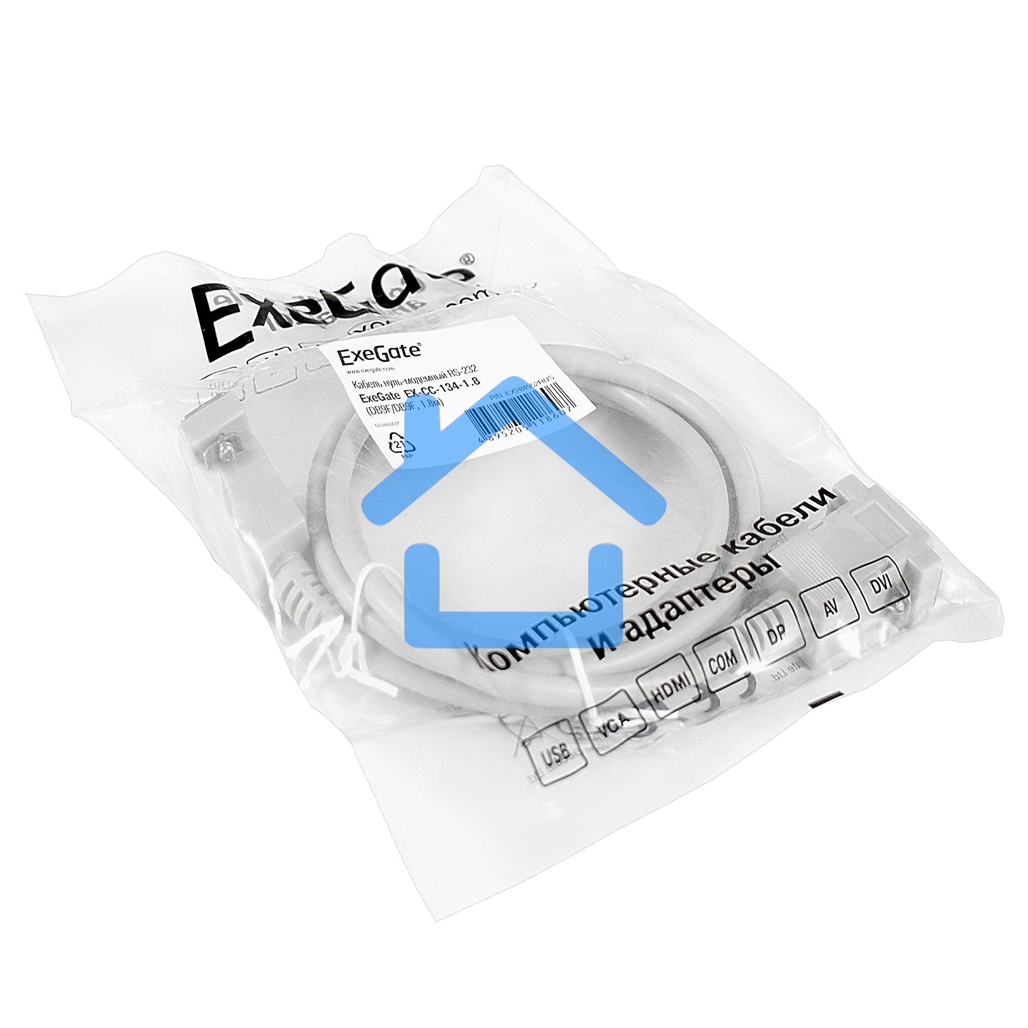 Кабель нуль-модемный ExeGate EX284952RUS RS-232 ExeGate EX-CC-134-1.8 (DB9F/DB9F, 1,8м)
