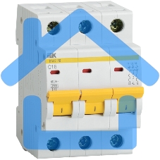 Выключатель автоматический модульный 3п B 16А 4.5кА ВА47-29 ИЭК MVA20-3-016-B