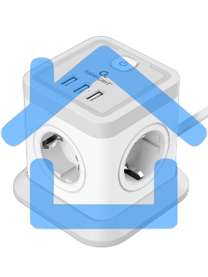 Сетевой фильтр Cablexpert Tower, TWR-4-U3-W-2, 4р, 10А, 3xUSB, 3.1А, 2м, ур.защиты 2+, белый, коробка