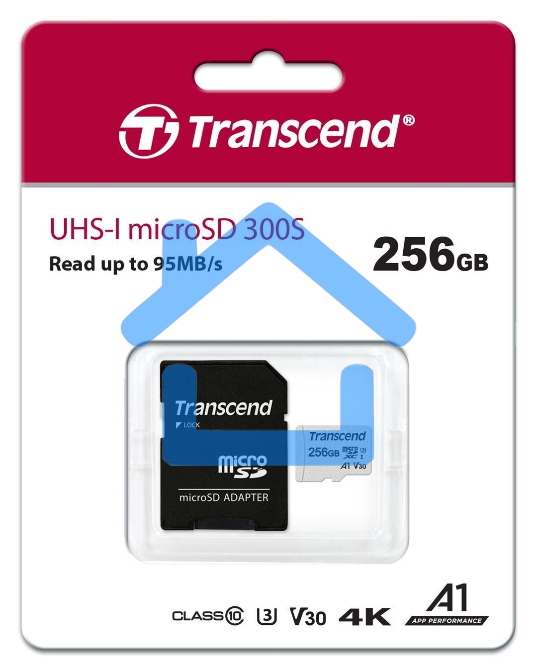Флеш карта microSD 256Gb Transcend microSDXC Class 10 UHS-I U3, V30, A1, (SD адаптер), TLC