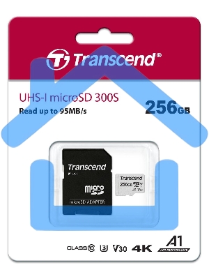 Флеш карта microSD 256Gb Transcend microSDXC Class 10 UHS-I U3, V30, A1, (SD адаптер), TLC