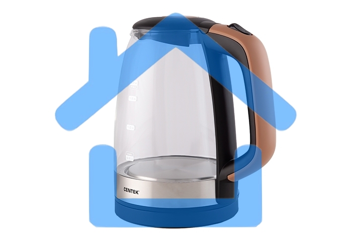 Чайник Centek CT-0065 <Beige> стекло, 1.7л 2200Вт, LED-подсветка, мерная шкала, защита от вкл б/воды